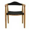 Armchair Ganny pakoworld teak wood and pe rope in black shade 59x56x71cm