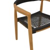 Armchair Ganny pakoworld teak wood and pe rope in black shade 59x56x71cm