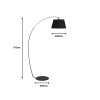 Glinze pakoworld floor lamp black metal 90x38x170cm
