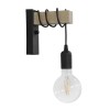 Wall light Jemvo pakoworld E27 wood-metal in black-natural color 20x5.5x15/60cm