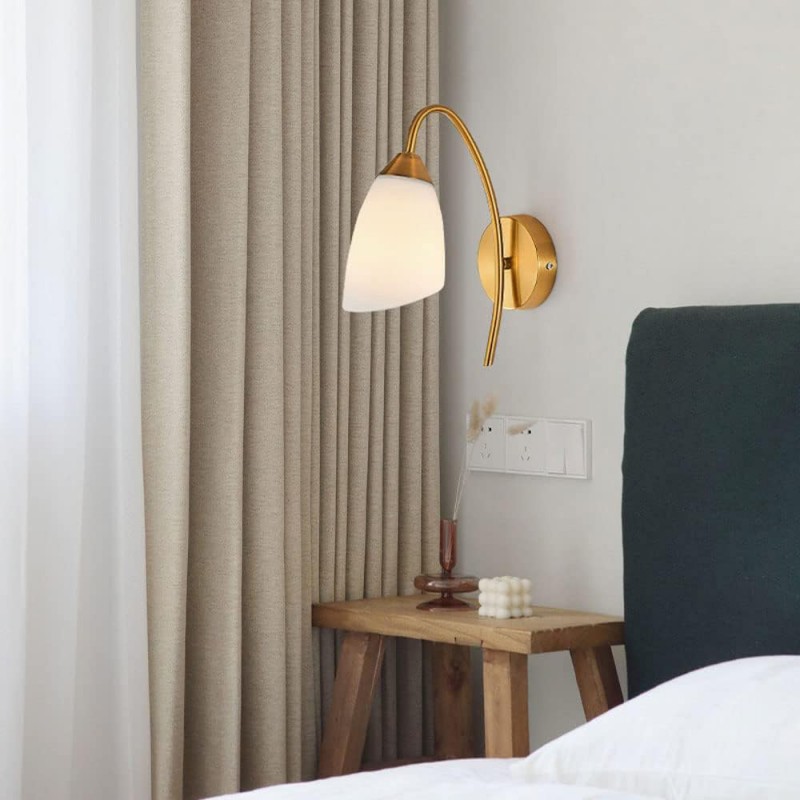 Wall light Berak pakoworld led metal in gold-white color 10x10x17cm