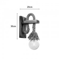 Wall light Nenika pakoworld E27 wood and rope in natural color 14x14x26cm