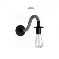 Wall light Kaniwel pakoworld E27 metal and rope in black-natural color 28x10x10cm Wall light Kaniwel pakoworld E27 metal and rope in black-natural color 28x10x10cm