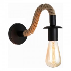 Wall light Kaniwel pakoworld E27 metal and rope in black-natural color 28x10x10cm Wall light Kaniwel pakoworld E27 metal and rope in black-natural color 28x10x10cm