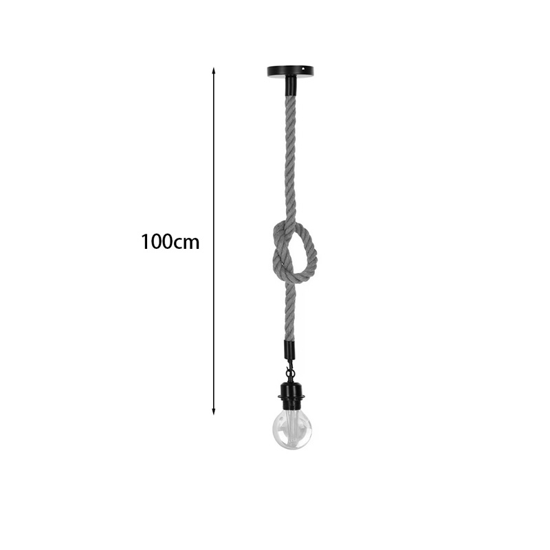 Ceiling lamp Vertuko pakoworld E27 rope and metal in natural-black color D10x100cm