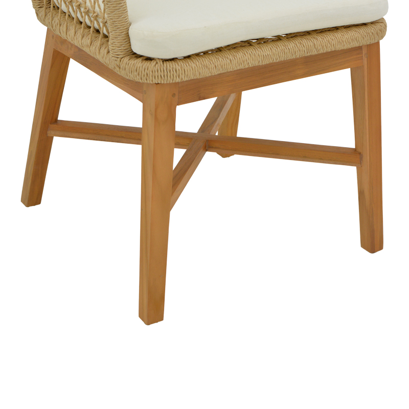 Armchair Elaiza pakoworl teak wood and pe rope in natural-beige shade with cushion 58x60x90cm Armchair Elaiza pakoworl teak wood and pe rope in natural-beige shade with cushion 58x60x90cm