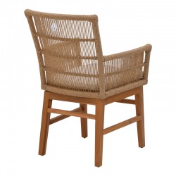 Inca armchair pakoworld teak wood and pe rope in natural-beige shade with cushion 60x61x90cm Inca armchair pakoworld teak wood and pe rope in natural-beige shade with cushion 60x61x90cm
