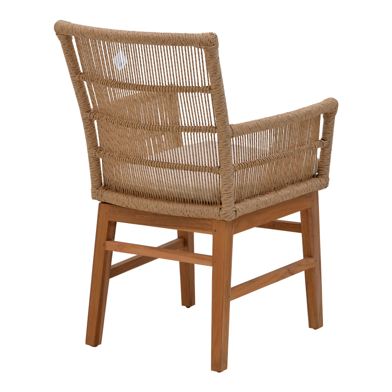 Inca armchair pakoworld teak wood and pe rope in natural-beige shade with cushion 60x61x90cm Inca armchair pakoworld teak wood and pe rope in natural-beige shade with cushion 60x61x90cm