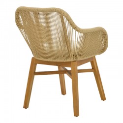 Kalie armchair pakoworld teak wood and pe rope in natural-beige shade with cushion 60x61x80cm Kalie armchair pakoworld teak wood and pe rope in natural-beige shade with cushion 60x61x80cm