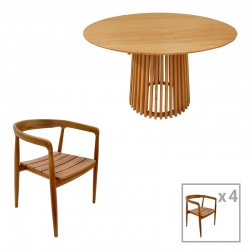 Dining set 5pcs Noody-Kenda pakoworld teak wood in natural shade Dining set 5pcs Noody-Kenda pakoworld teak wood in natural shade