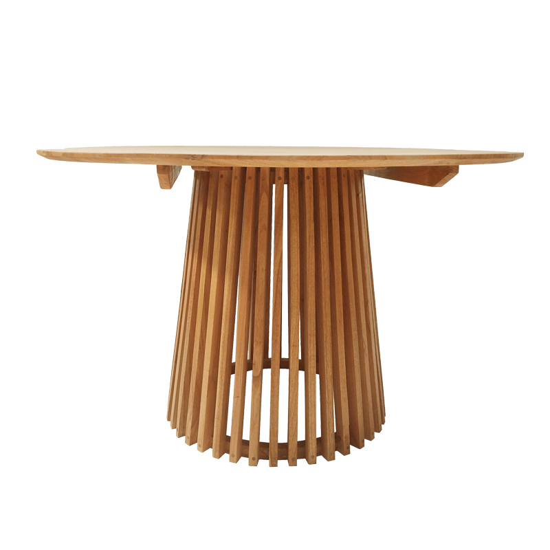 Dining set Elaiza-Kenda I pakoworld 5pieces set teak wood in natural-beige shade D120x75cm