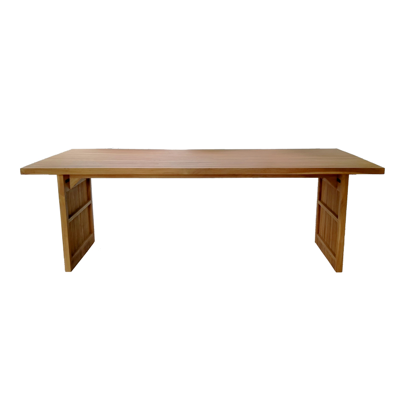 Dining table Elaiza-Zibra pakoworld set of 7 pieces in natural-beige shade 220x100x75cm Dining table Elaiza-Zibra pakoworld set of 7 pieces in natural-beige shade 220x100x75cm