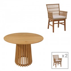 Inca-Kenda pakoworld dining set 3pcs in natural-beige shade Φ80x75cm Inca-Kenda pakoworld dining set 3pcs in natural-beige shade Φ80x75cm