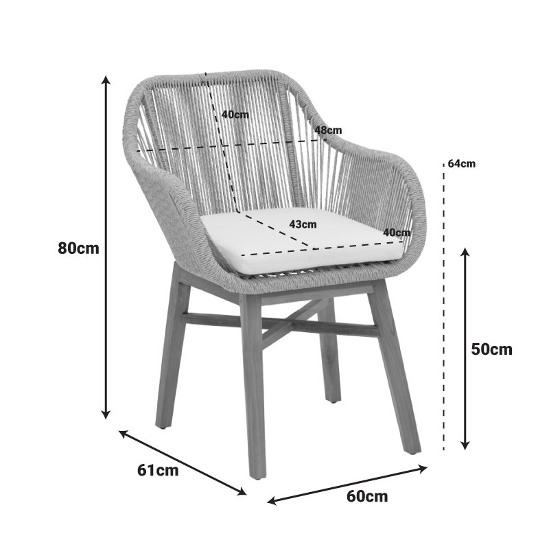 Kalie-Kenda Ι pakoworld dining set 7pcs in natural-beige shade Φ80x75cm