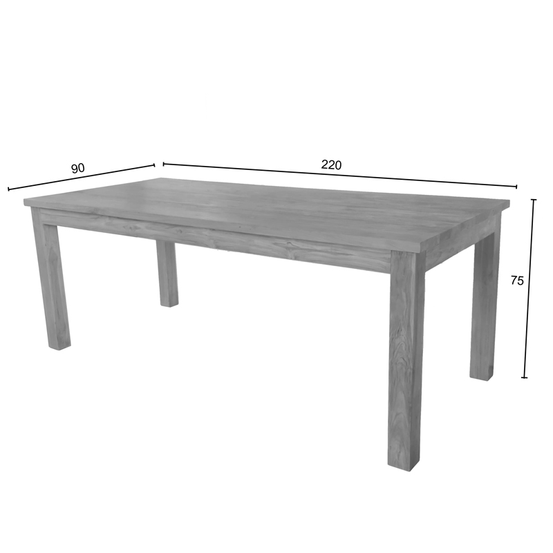 Τραπεζαρία Granny-Wooly pakoworld σετ 7τεμ σε φυσική-μπεζ απόχρωση 220x90x75εκ