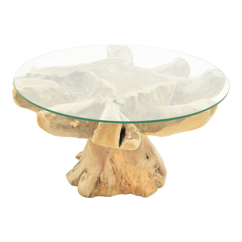 Benzou coffee table Inart teak wood in natural color d80x45cm Benzou coffee table Inart teak wood in natural color d80x45cm