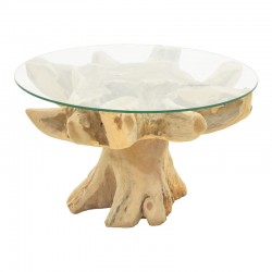 Benzou coffee table Inart teak wood in natural color d80x45cm Benzou coffee table Inart teak wood in natural color d80x45cm