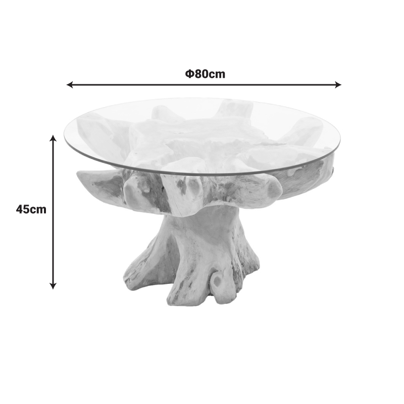 Benzou coffee table Inart teak wood in natural color d80x45cm Benzou coffee table Inart teak wood in natural color d80x45cm