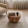 Notive side table pakoworld suar wood in natural color D58x33cm