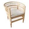 Armchair Necorian pakoworld teak wood and pe rattan in natural color and white pillow 80x70x87cm