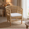 Armchair Necorian pakoworld teak wood and pe rattan in natural color and white pillow 80x70x87cm