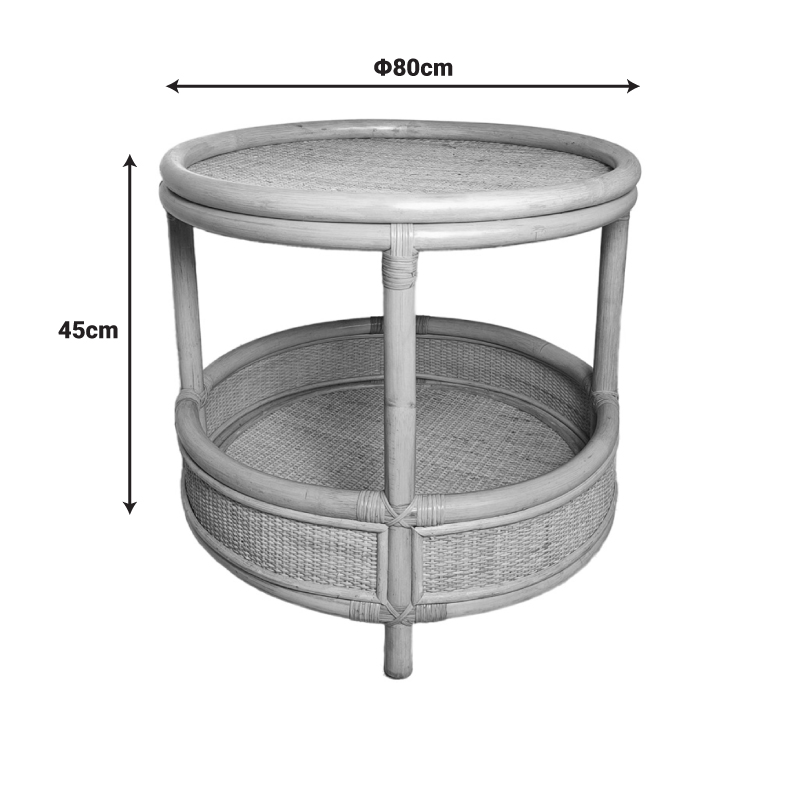 Βοηθητικό τραπέζι Moody pakoworld pe rattan σε φυσική απόχρωση Φ55x51εκ