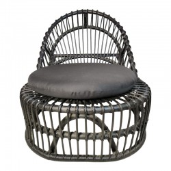 Πολυθρόνα Tromso paakoworld pe rattan σε μαύρη απόχρωση με μαύρο μαξιλάρι 80x85x98εκ