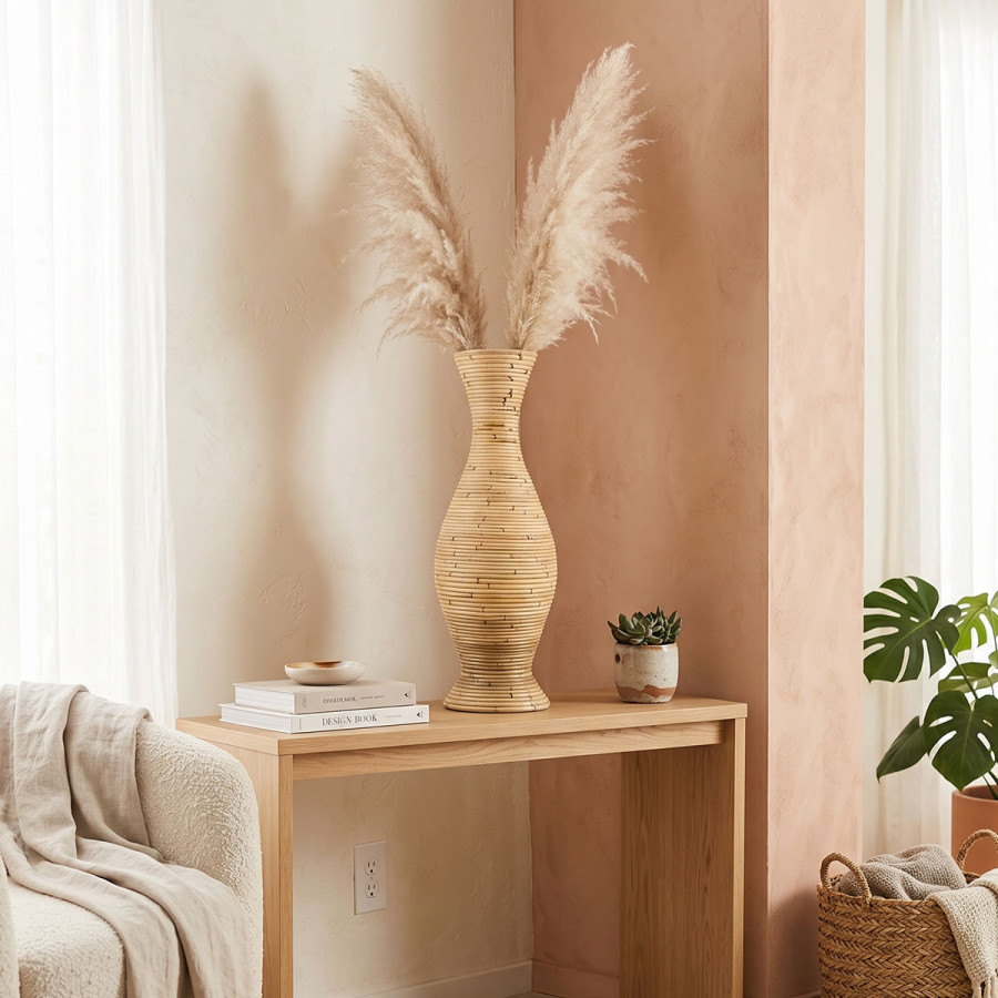 Vase Virnia Inart pe rattan in natural color D40x70cm