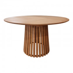 Τραπέζι Kenda Ι pakoworld mindi ξύλο σε φυσική απόχρωση Φ120x75εκ