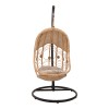 Labreone swing pakoworld rattan in natural color-black metal-beige cushion 82x82x200cm