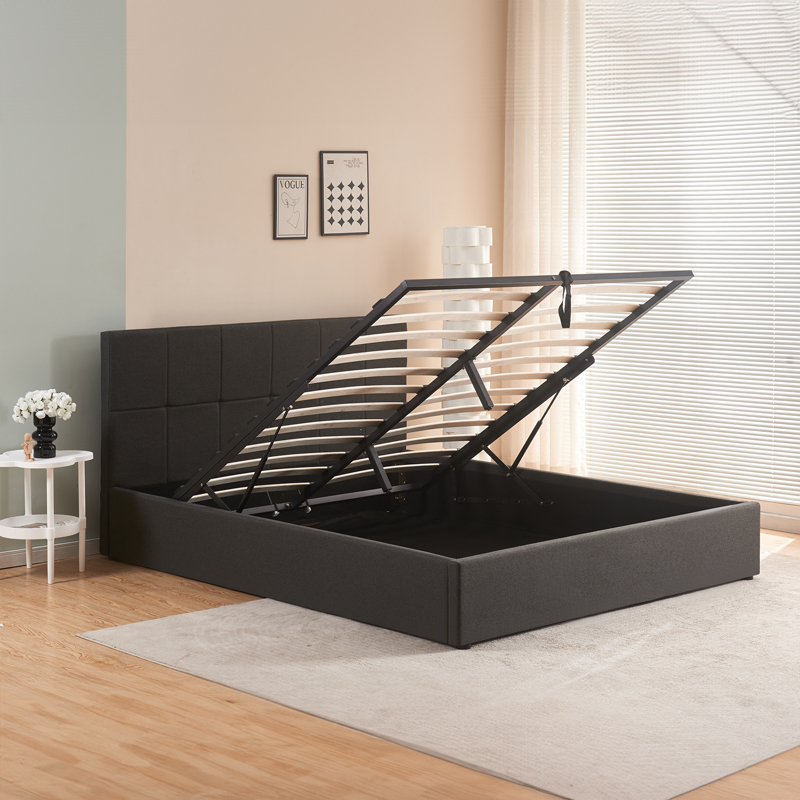 Double bed with storage space Zamblene pakoworld anthracite fabric 160x200cm Double bed with storage space Zamblene pakoworld anthracite fabric 160x200cm