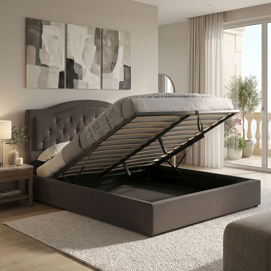 Double bed with storage space Majore pakoworld anthracite fabric 160x200cm
