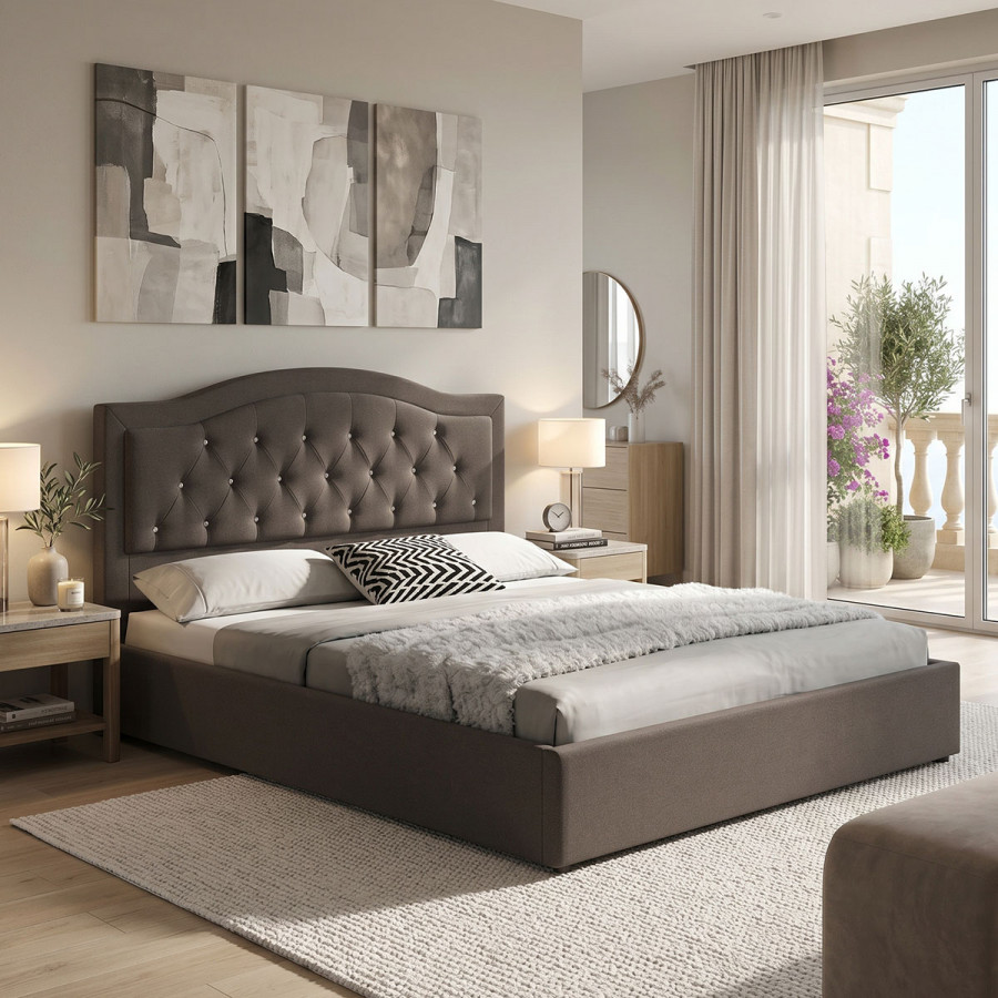 Double bed with storage space Majore pakoworld anthracite fabric 160x200cm