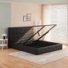 Double bed with storage space Cankere pakoworld black pu 160x200cm