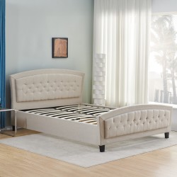 Double bed Camaro pakoworld fabric in beige color 160x200cm Double bed Camaro pakoworld fabric in beige color 160x200cm