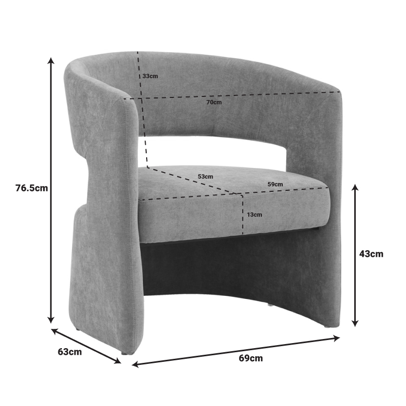 Leicy pakoworld fabric armchair in gray-beige shade 69x63x76.5cm Leicy pakoworld fabric armchair in gray-beige shade 69x63x76.5cm