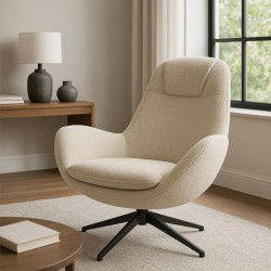 Armchair rotaitng Flago pakoworld boucle fabric in beige shade 85x88x103.5cm Armchair rotaitng Flago pakoworld boucle fabric in beige shade 85x88x103.5cm