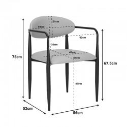 Armchair Kalone pakoworld pu in black color 56x55x78cm