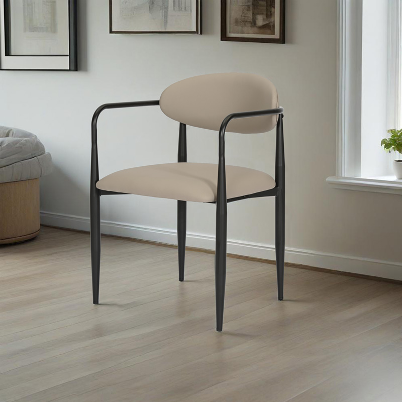 Armchair Kalone pakoworld pu in grey-beige color 56x55x78cm Armchair Kalone pakoworld pu in grey-beige color 56x55x78cm