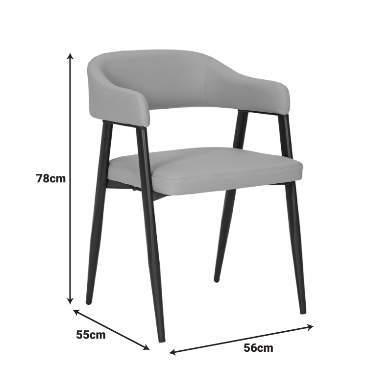 Armchair Sezan pakoworld pu in black color 56x55x78cm