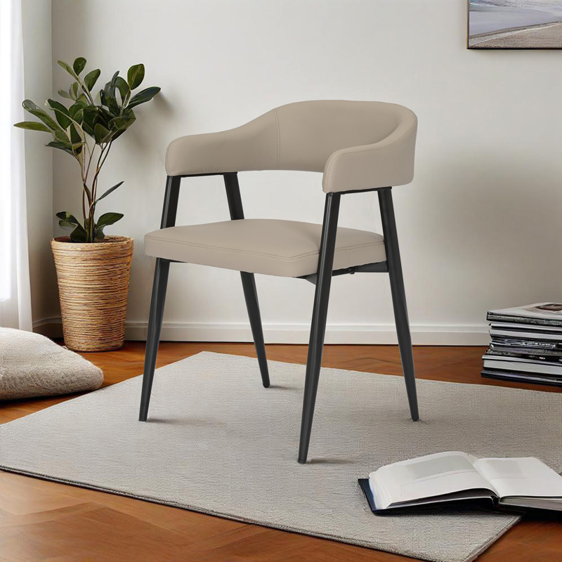 Armchair Sezan pakoworld pu in grey-beige color 56x55x78cm