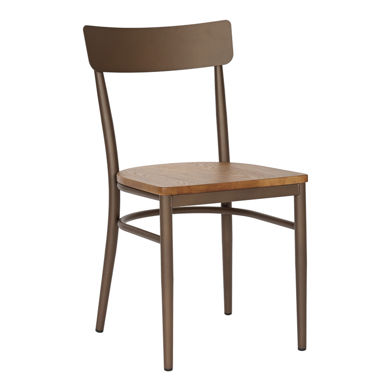 Chair Zerca pakoworld brown metal skeleton and natural color rubberwood seat 49x44x82cm