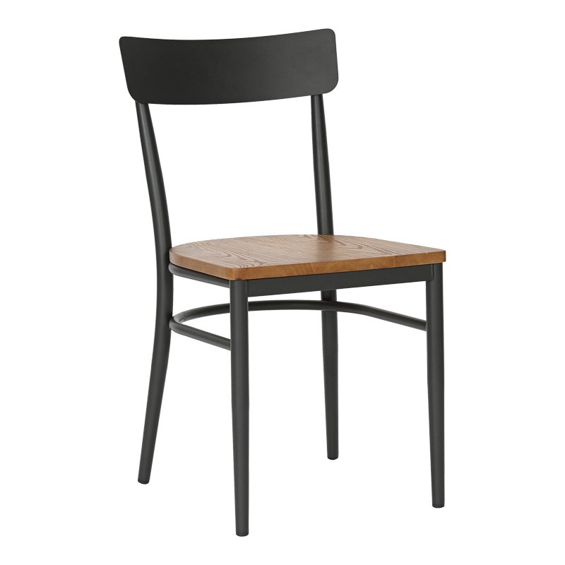 Chair Zerca pakoworld dark grey skeleton and natural color rubberwood seat 49x44x82cm