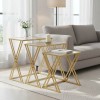 Τραπέζια σαλονιού σετ 3τεμ Pitche Inart χρυσό μέταλλο-γυαλί