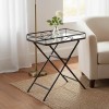 Joene Inart foldable table black metal-mirror glass 60x38x68cm