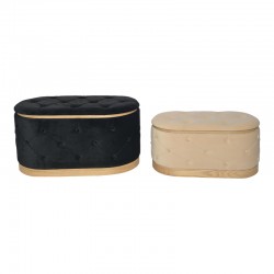 Royel Inart chest stool set of 2 velvet in black and beige shade Royel Inart chest stool set of 2 velvet in black and beige shade
