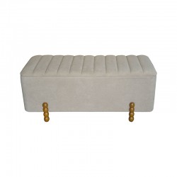 Daph Inart trunk stool set of 2 velvet in beige and white shade Daph Inart trunk stool set of 2 velvet in beige and white shade