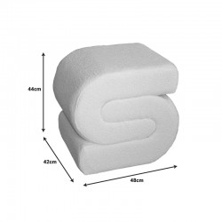 Escargot stool Inart bouclé fabric in white shade 48x42x44cm Escargot stool Inart bouclé fabric in white shade 48x42x44cm