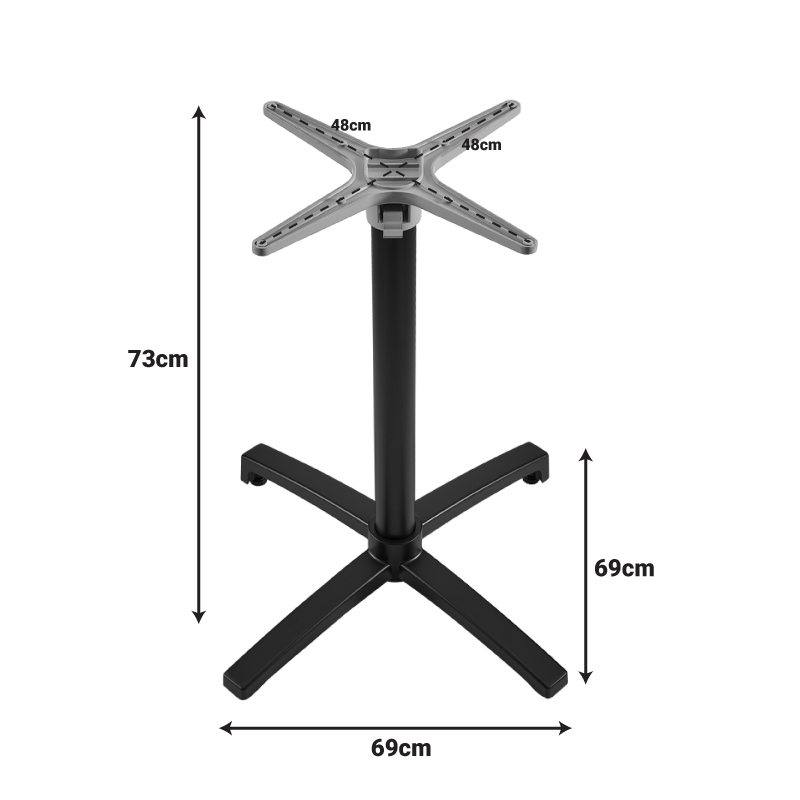 Levo pakoworld metal foldable table base in black shade 69x69x73cm