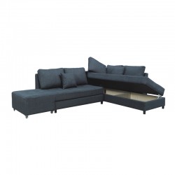 Corner sofa-bed left corner with storage space Lasy pakoworld anthracite fabric 290x217x89cm Corner sofa-bed left corner with storage space Lasy pakoworld anthracite fabric 290x217x89cm